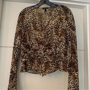 Escada Vintage Animal Print Silk Blouse - Size 44 MSRP $648